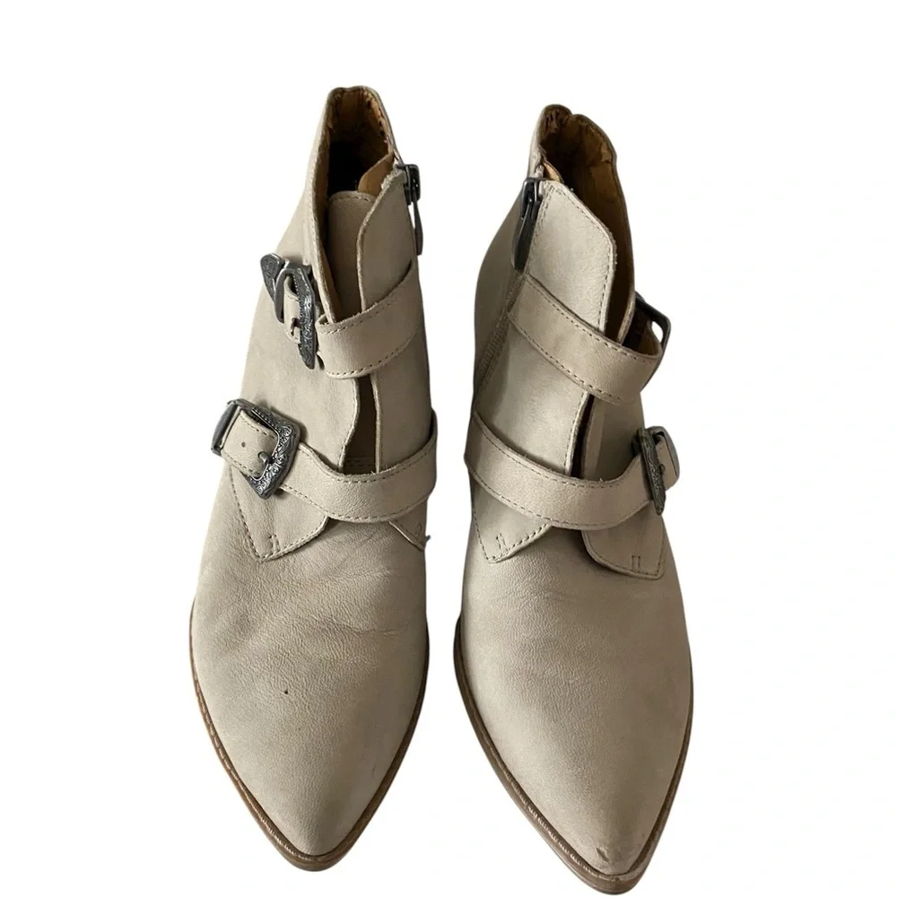 Franco Sarto Tan Granton Ankle Boots with Buckle Detail Suede Leather Block Heel